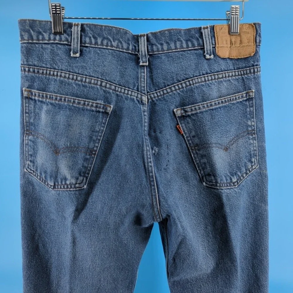 Vintage Levis 505 Orange Tab Distressed Patchwork Jeans Blue Denim 575 Stamped